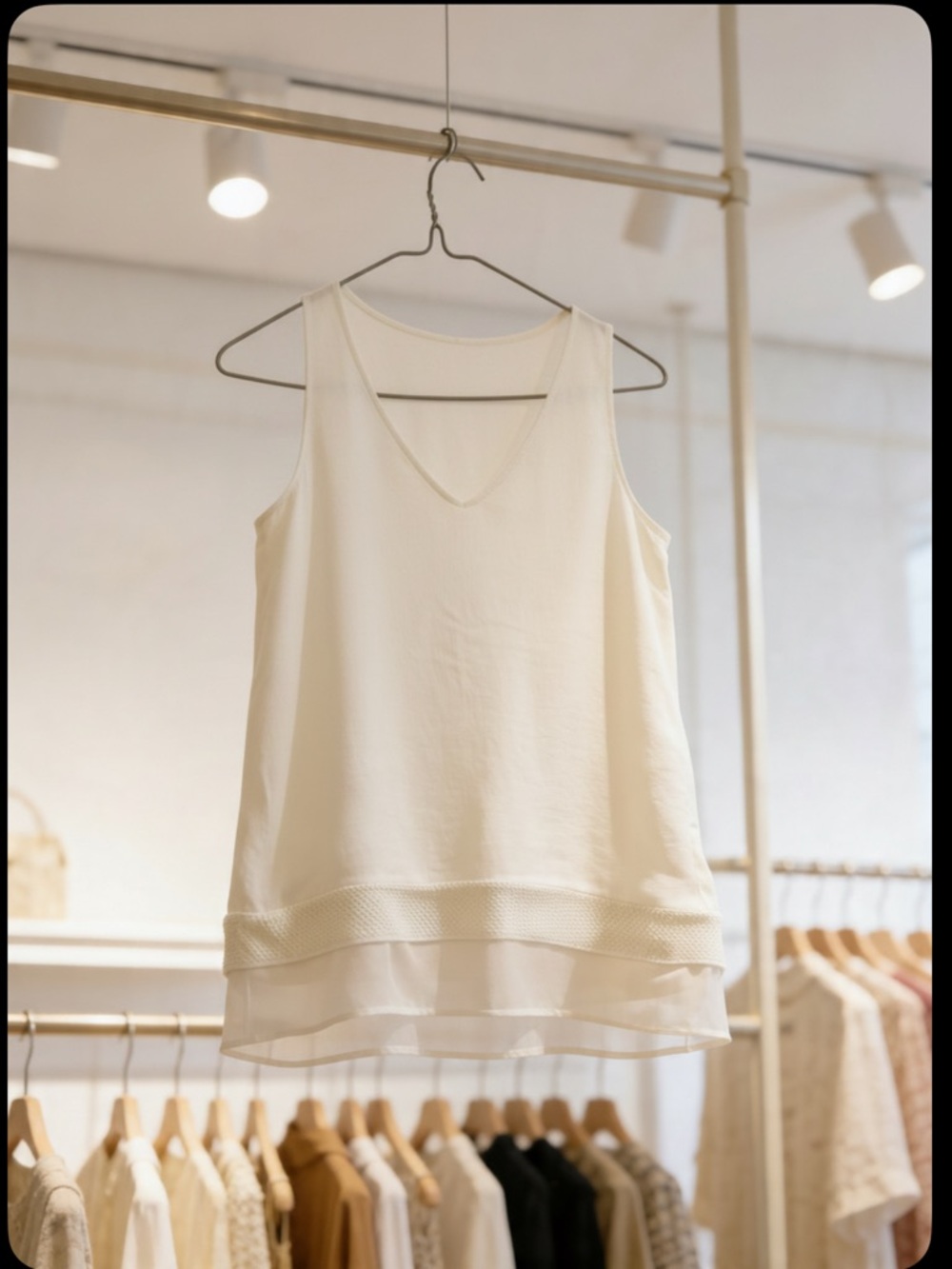 Massimo Dutti Cream V-Neck Layered Camisole